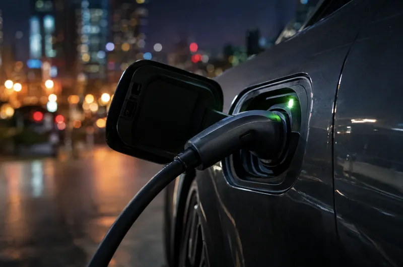 Konektor punjača uključen u električni auto